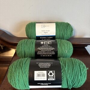 3 - Mainstays Acrylic Yarn, 7 OZ  GREEN (#6) NOS